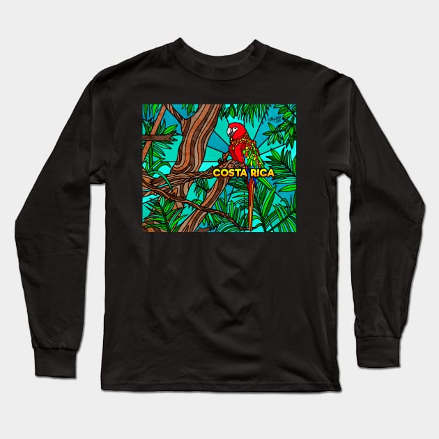 Costa Rica - Parrot in Nature Long Sleeve T-Shirt by Kelly Louise Art